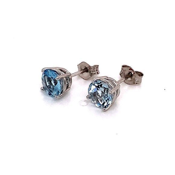 Natural Aquamarine Stud Earrings 14k White Gold 1.3 CTW Certified $950 113470 - Picture 8 of 13